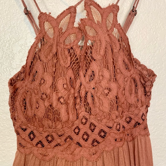 Free People Adella Crochet Floral Lace Ruffle Hem Smocked Strappy Back XS - Picture 5 of 14